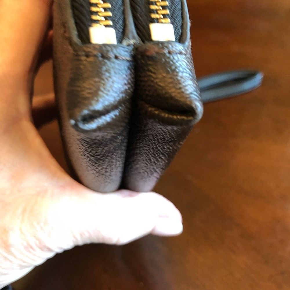 COACH - Signature Corner/Double Zip Wristlet Brown/Black Covered Canvas. PERFECT - Picture 8 of 16